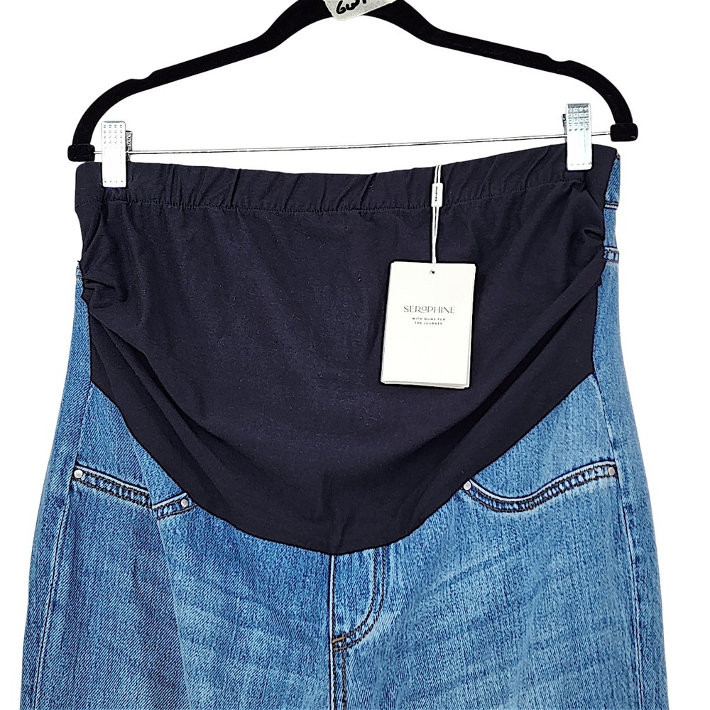 Seraphine Wide Leg Jeans 8 Wom Emmett Light Blue Mid Bump Tencel Maternity Denim - Picture 10 of 14